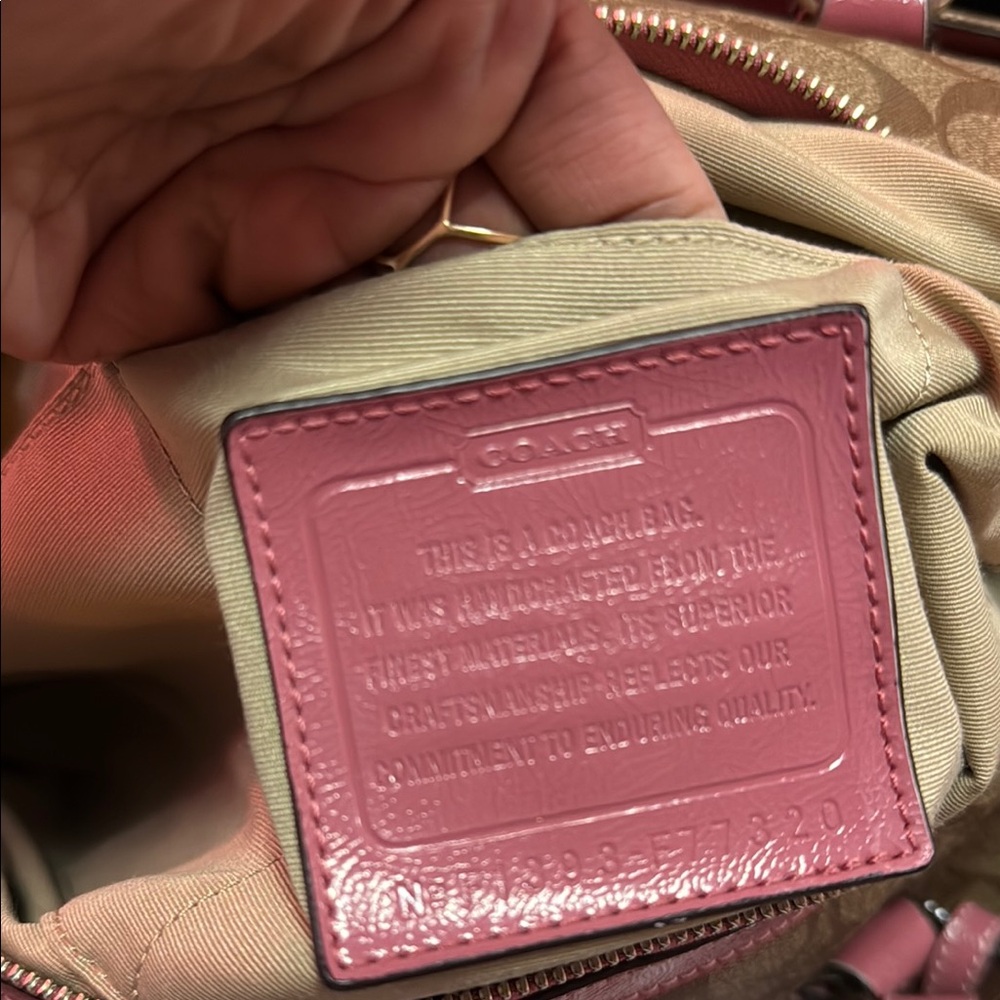 Coach Signature Brown and Pink Tote Bag - Picture 10 of 17